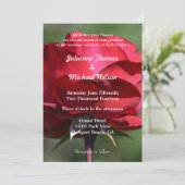 Romantic Red Rose Wedding Kaart (Staand voorkant)
