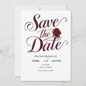 Romantic Red Rose Wedding Save The Date (Voorkant)