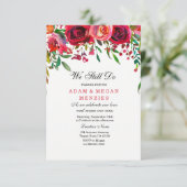 Romantic Red Rose Wedding Vow Renewal Invite Kaart (Staand voorkant)