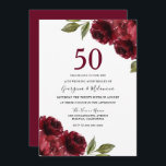 Romantic Red Roses 50th Wedding Jubileum Kaart<br><div class="desc">Burgundy Red Roses 50th Wedding Jubileum Invite Zie passend collectie in Niche en Nest Store</div>
