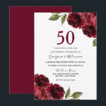 Romantic Red Roses 50th Wedding Jubileum Kaart<br><div class="desc">Burgundy Red Roses 50th Wedding Jubileum Invite Zie passend collectie in Niche en Nest Store</div>