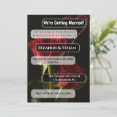 Romantic Red Roses Abstract Heart Love Wedding Inv Kaart (Staand voorkant)