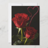 Romantic Red Roses Abstract Heart Love Wedding Inv Kaart (Achterkant)
