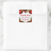 Romantic Red Roses and Gold Glitter 60th Birthday Vierkante Sticker (Tas)