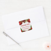 Romantic Red Roses and Gold Glitter 60th Birthday Vierkante Sticker (Envelop)
