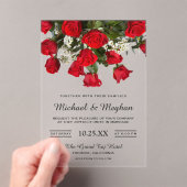 Romantic Red Roses Bouquet Wedding Invitation Acryl Uitnodigingen (Insitu (Draagbaar))