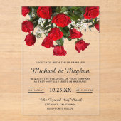 Romantic Red Roses Bouquet Wedding Invitation Acryl Uitnodigingen (Voorkant)