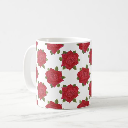 Romantic Red Roses Custom Coffee Mok (Voorkant links)