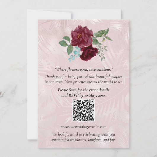 Romantic Red Roses Customizable Wedding Invitation (Achterkant)