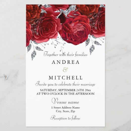 Romantic Red Roses Discount Budget Weddenschap Inv (Voorkant)