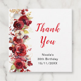 Romantic Red Roses Floral Birthday Party Bedankjes Labels