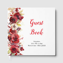 Romantic Red Roses Floral Birthday Party Gastenboek