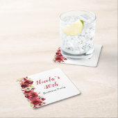 Romantic Red Roses Floral Birthday Party Kartonnen Onderzetters (Insitu)