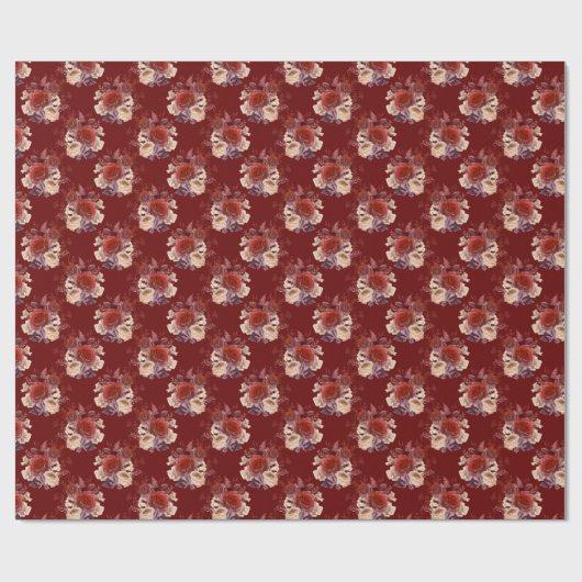 Romantic Red Roses Floral Cadeaupapier (Vlak)