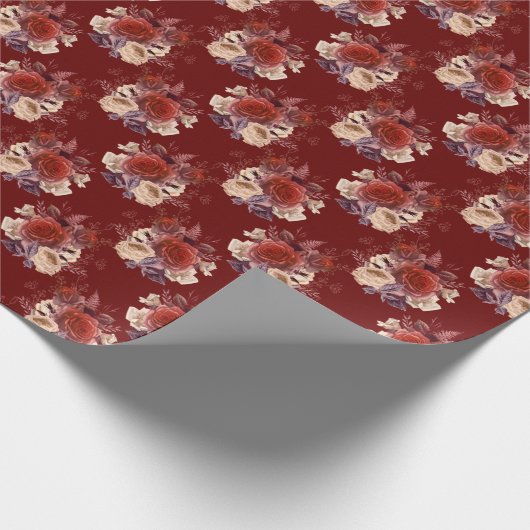 Romantic Red Roses Floral Cadeaupapier (Hoek)