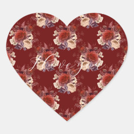 Romantic Red Roses Floral Hart Sticker