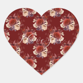 Romantic Red Roses Floral Hart Sticker
