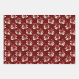 Romantic Red Roses Floral Inpakpapier Vel