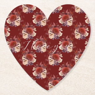 Romantic Red Roses Floral Kartonnen Onderzetters