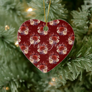 Romantic Red Roses Floral Keramisch Ornament