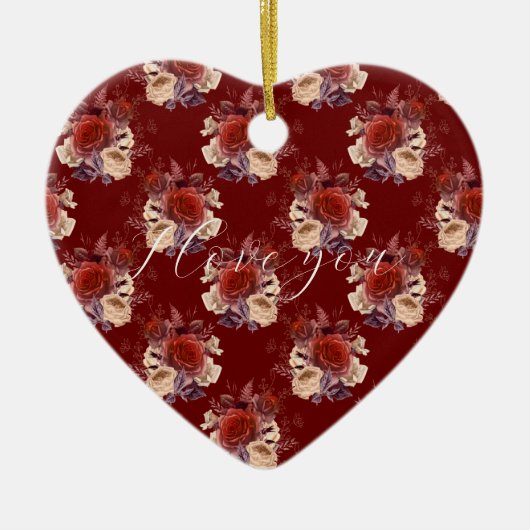 Romantic Red Roses Floral Keramisch Ornament (Voorkant)