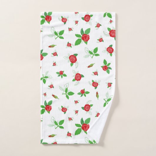 Romantic Red Roses Floral Pattern Retro Bath Towe Bad Handdoek (Handdoek)