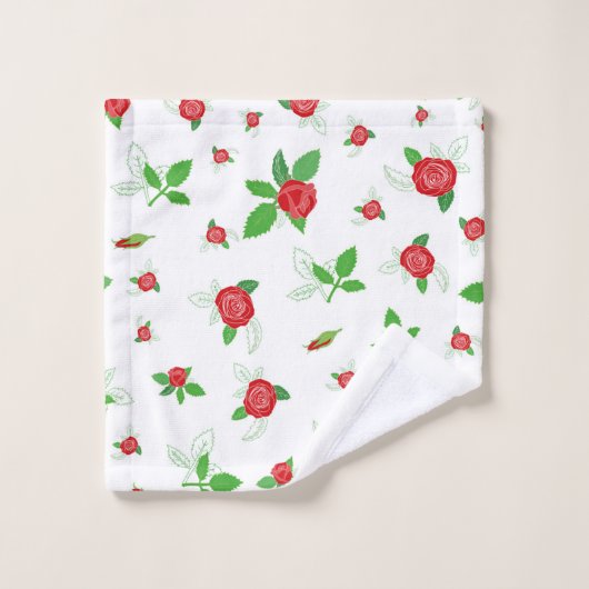 Romantic Red Roses Floral Pattern Retro Bath Towe Bad Handdoek (Wasdoekje)