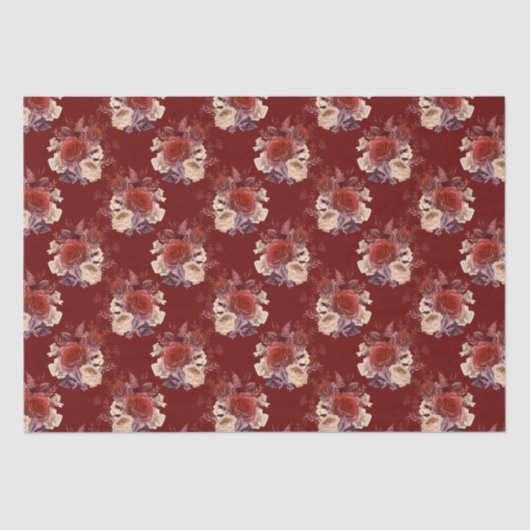 Romantic Red Roses Floral Tissuepapier (Voorkant)