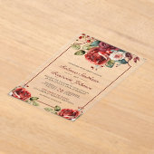 Romantic Red Roses Floral Wedding Acryl Uitnodigingen (Laagn)