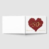 Romantic Red Roses Heart 50th Wedding Jubileum Gastenboek (Volledig)