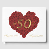 Romantic Red Roses Heart 50th Wedding Jubileum Gastenboek (Voorkant)