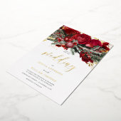 Romantic Red Roses kerstbruiloft Gold Folie Uitnodiging (Gedraaid)