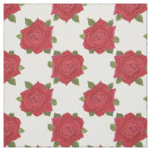 Romantic Red Roses Pattern on White Custom Fabric Stof (Swatch)