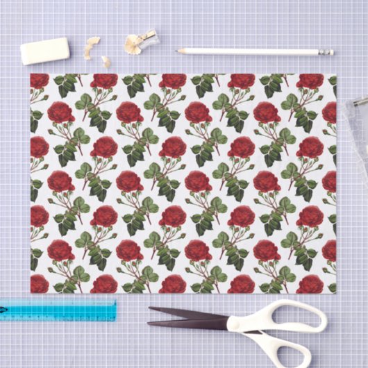 Romantic Red Roses Pattern Tissuepapier (Craft)