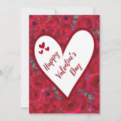 Romantic Red Roses - Red Heart Valentine's Day Feestdagenkaart (Voorkant)