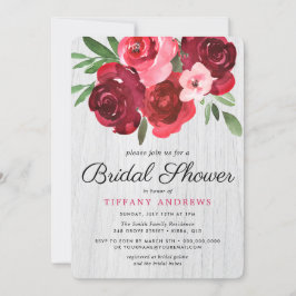 Romantic Red Roses Rustic Vrijgezellenfeest Invite Kaart