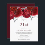 Romantic Red Roses Silver 21st Birthday Invitation<br><div class="desc">Romantic Red Roses Silver 21st Birthday Uitnodiging Een goedkoper alternatief dan een standaarduitnodiging.</div>