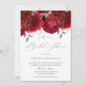 Romantic Red Roses Silver Leaf Vrijgezellenfeest Kaart (Voorkant)