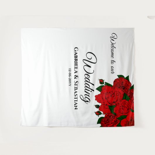 Romantic Red Roses Weddenschap wandachtergrond Wandkleed (Voorkant (horizontaal))