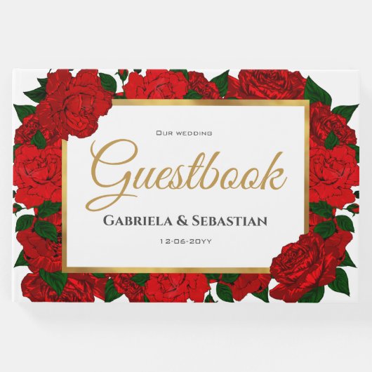 Romantic Red Roses Wedding Guest Book Gastenboek (Voorkant)