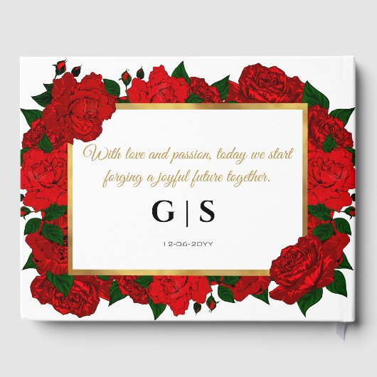 Romantic Red Roses Wedding Guest Book Gastenboek (Achterkant)