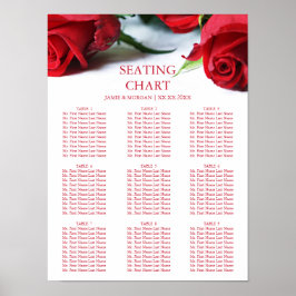 Romantic Red Roses Wedding Seating Chart Poster
