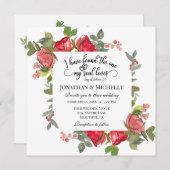 Romantic Red Roze Roses Floral Christelijk bruilof Kaart (Voorkant / Achterkant)