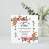 Romantic Red Roze Roses Floral Christelijk bruilof Kaart (Staand voorkant)