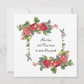 Romantic Red Roze Roses Floral Christelijk bruilof Kaart (Achterkant)