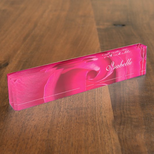 Romantic Red Roze Roze Gepersonaliseerde naam Bord Naambordje (Zijkant)