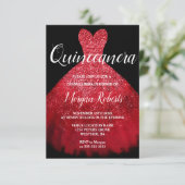 Romantic Red Sparkle Dress Quinceanera 15e partij Kaart (Staand voorkant)
