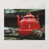 Romantic Red Tea Kettle Briefkaart (Voorkant)
