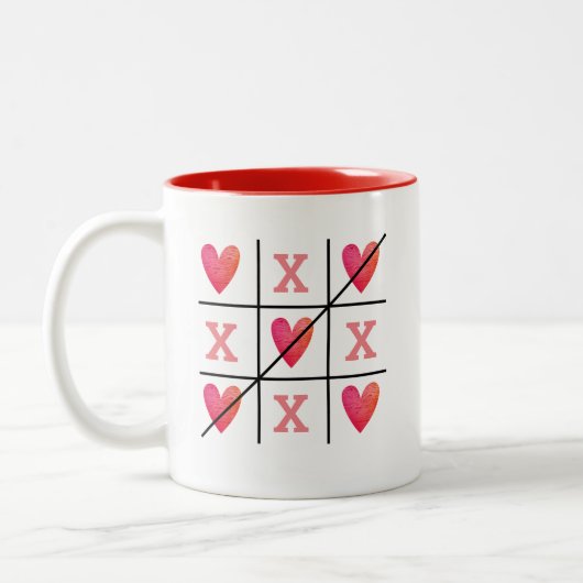Romantic Red Valentijn Hearts Tweekleurige Koffiemok (Links)