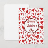 Romantic Red Valentine’s Day Card with Hearts Bedankkaart (Voorkant / Achterkant)